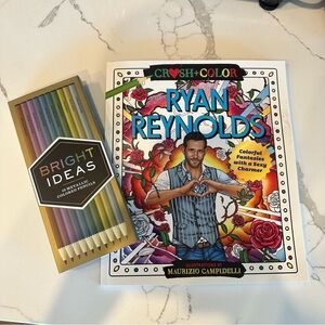 NWT Ryan Reynolds Coloring Book & 10 Pack Bright Ideas Metallic Colored Pencils